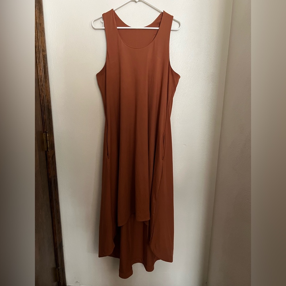 NO BRAND Classic High Low Casual Summer Midi Dress Orange Women's Size 1X *NWOT*